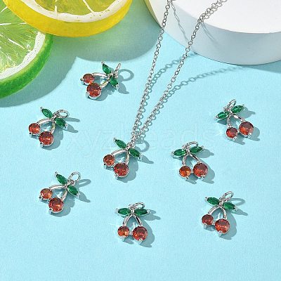 SHEGRACE Brass Colorful Cubic Zirconia Charms XGRQ4G973-670P-1