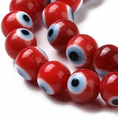 Handmade Evil Eye Lampwork Round Bead Strands LAMP-L055-6mm-19-1