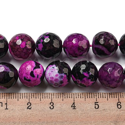 Faceted Natural Fire Crackle Agate Beads Strands G-F447-12mm-N18-1