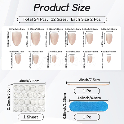 1 Bag ABS Plastic Mermaid Metallic Effect Press On False Nails MRMJ-CP0001-63-1