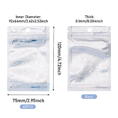 60Pcs Glitter Holographic Star Plastic Packaging Yin-yang Resealable Bags OPP-TA0001-24A-1