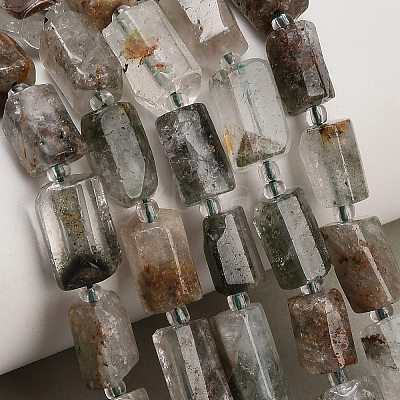 Natural Green Lodolite Quartz/Garden Quartz/Green Phantom Quartz Beads Strands GG-CBAC61B-D02-01-1