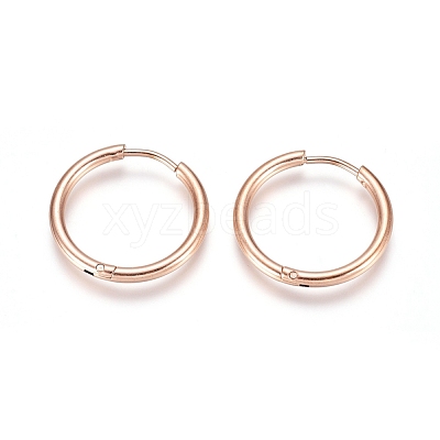 304 Stainless Steel Huggie Hoop Earrings EJEW-G272-02-16mm-RG-1