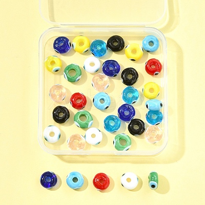 36Pcs 9 Colors Handmade Evil Eye Lampwork Beads LAMP-FS0001-23-1
