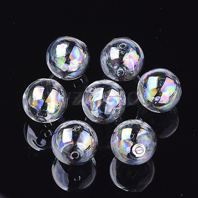 Handmade Blown Glass Globe Beads X-DH017J-1-25mm-AB-1
