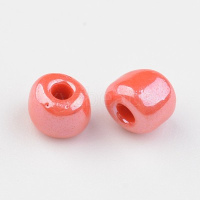 6/0 Opaque Colors Lustered Round Glass Seed Beads X-SEED-A012-4mm-125-1