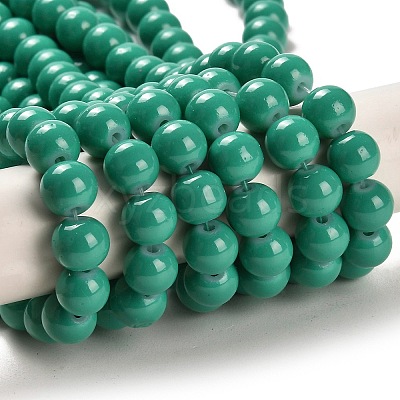 Painted Glass Beads Strands X-DGLA-S071-8mm-B31-1
