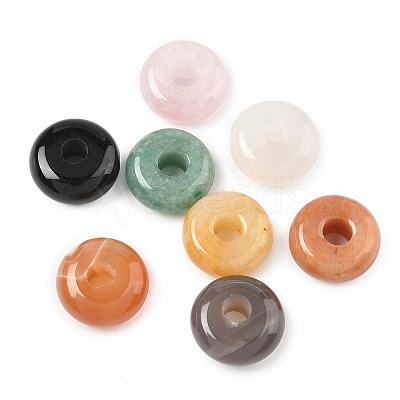 Natural & Synthetic Mixed Gemstone Donut/Pi Disc Charms G-M454-01C-1