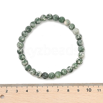 Natural Green Spot Jasper Bead Stretch Bracelets X-BJEW-K212-A-017-1