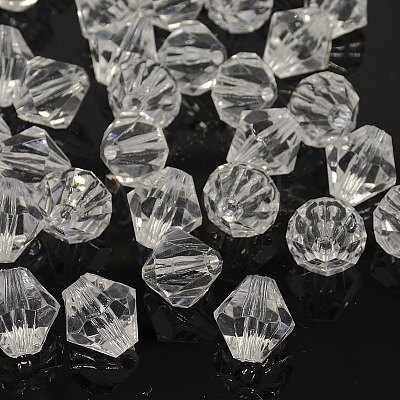 Faceted Bicone Transparent Acrylic Beads DBB18MM01-1