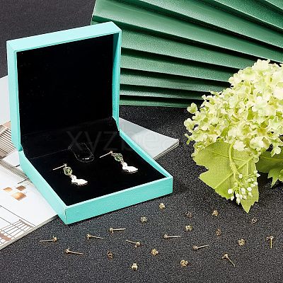 60Pcs 2 Styles Brass Stud Earring Findings KK-CA0001-35G-1