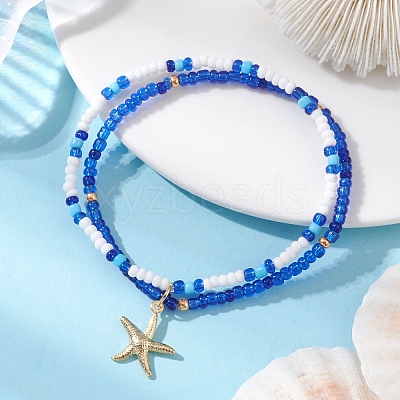Ocean Alloy Charm Bracelets BJEW-MZ00338-01-1