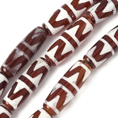 Rice Shape Tibetan Style dZi Beads Strands G-A269-A11-01-1