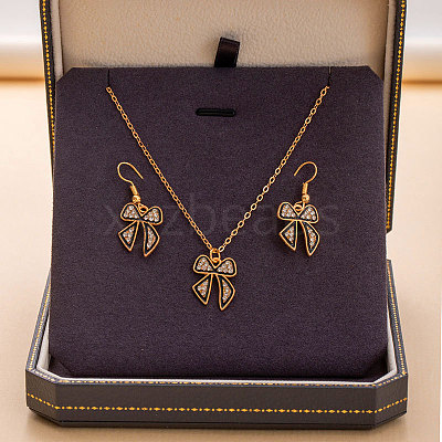Alloy Rhinestone & Enamel Pendant Necklaces & Dangle Earrings Sets for Women FS-WGD52C4-13-1