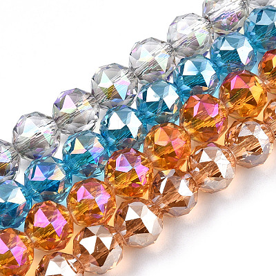 Electroplate Transparent Glass Beads Strands EGLA-N002-34C-M-1