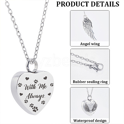 Heart 316 Stainless Steel Pendant Necklaces DIY-WH20065-004-1