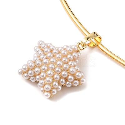 Brass with ABS Imitation Pearl Charm Necklace BJEW-Q350-05B-G-1