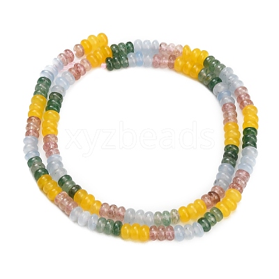 Gradient Color Natural Dyed White Jade & Green Strawberry Quartz & Strawberry Quartz Beads Strands GG-CBA1E0E-01B-1