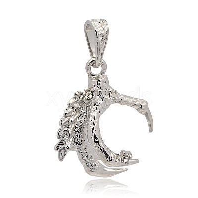 Platinum Plated Alloy Rhinestone Pendants PALLOY-J561-02P-1