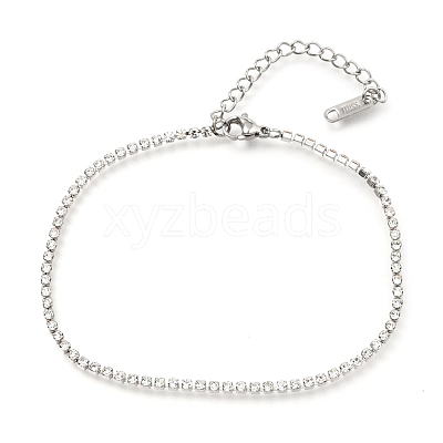 304 Stainless Steel Rhinestone Cup Chain Bracelets AJEW-B004-01B-1