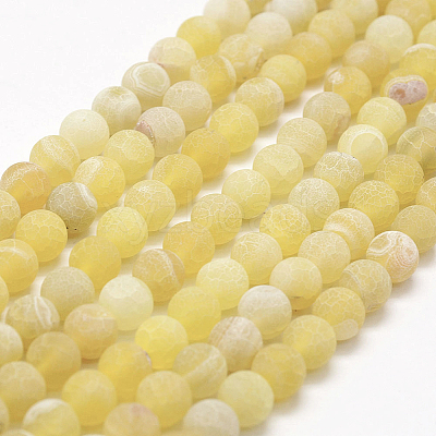 Frosted Natural Weathered Agate Beads Strands G-F367-8mm-11-1