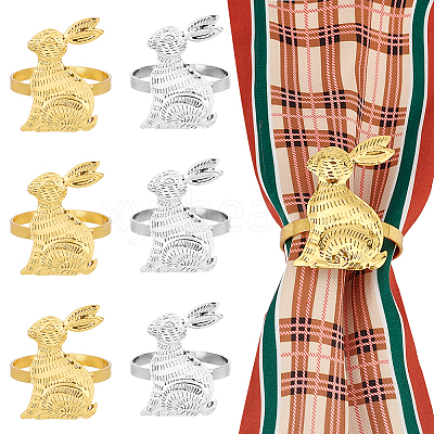 6Pcs 2 Colors Tibetan Style Iron Napkin Rings AJEW-UN0001-34-1