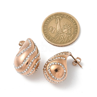304 Stainless Steel Teardrop Stud Earrings EJEW-B108-07RG-1