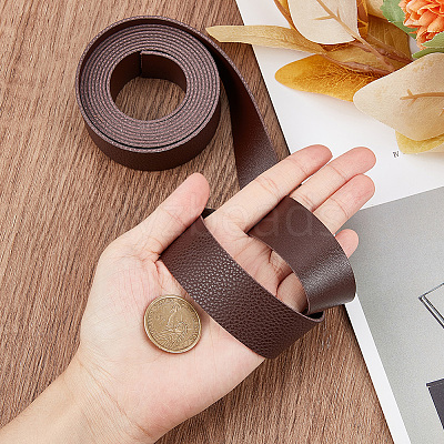 2M Flat Single Face Lychee Pattern Imitation Leather Band LC-WH0010-02A-02-1