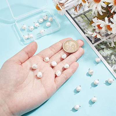 24Pcs Natural Pearl Two Sides Polished Charms PALLOY-HY00054-1