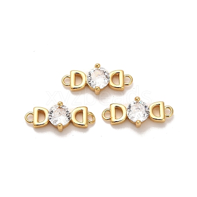 Brass Pave Clear Cubic Zirconia Letter D Connector Charms KK-H515-09G-1