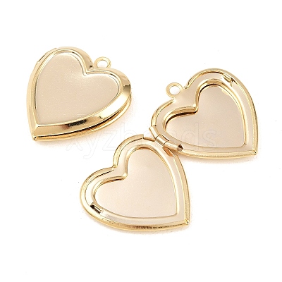 Heart Brass Locket Pendants KK-K414-12B-G-1