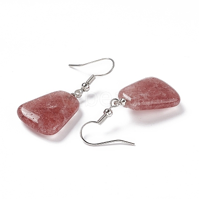 Natural Strawberry Quartz  Trapezoid Dangle Earrings EJEW-D188-02P-10-1