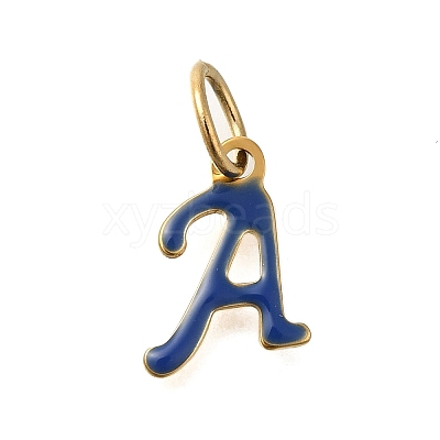 26Pcs Ion Plating(IP) 304 Stainless Steel Enamel Alphabet Charms STAS-F308-02G-1