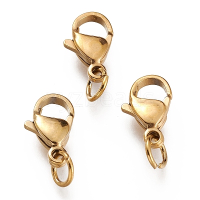 Ion Plating(IP) 304 Stainless Steel Lobster Claw Clasps X-STAS-G240-01D-G-1