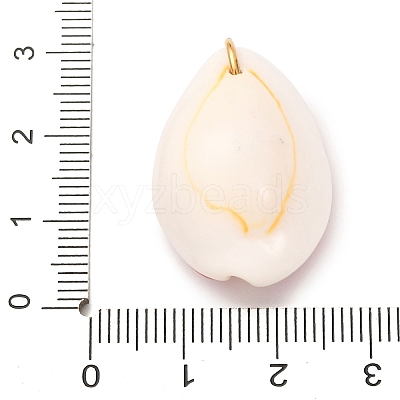 Printed Natural Cowrie Shell Pendants STAS-Z168-03G-05-1