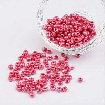 6/0 Opaque Colors Lustered Round Glass Seed Beads X-SEED-A012-4mm-125B-1