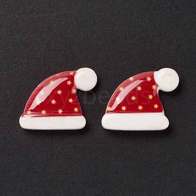 Christmas Themed Opaque Resin Cabochons CRES-P022-08-1