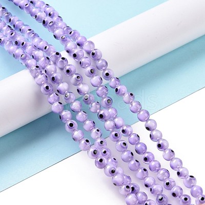 Handmade Evil Eye Lampwork Round Bead Strands X-LAMP-L055-6mm-26-1