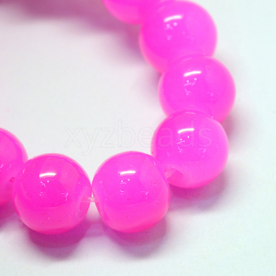 Baking Paint Imitation Jade Glass Round Bead Strands X-DGLA-Q021-6mm-28-1