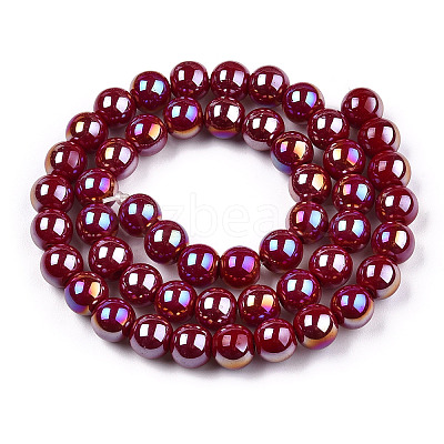 Electroplate Opaque Glass Beads Strands GLAA-T032-P8mm-AB05-1