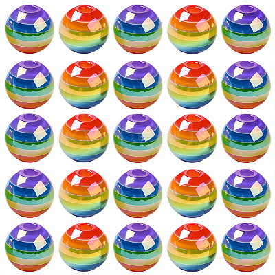 40Pcs Pride UV Plating Rainbow Iridescent Acrylic European Beads MACR-SC0002-66-1