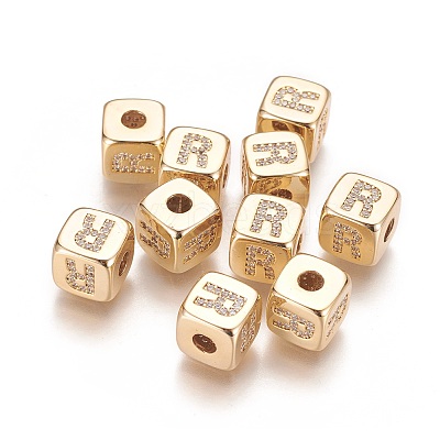 Brass Micro Pave Cubic Zirconia Beads KK-K238-16G-R-1