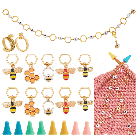 33Pcs Bee DIY Knitting Tool Sets HJEW-NB00052-1