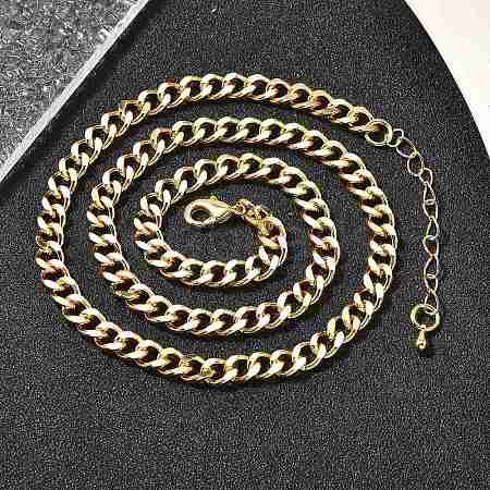 Brass Cuban Link Chain Necklaces for Women NJEW-U022-01G-1