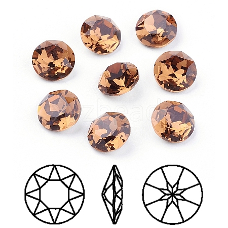 Pointed Back & Back Plated Glass Rhinestone Cabochons RGLA-J012-8mm-221-1