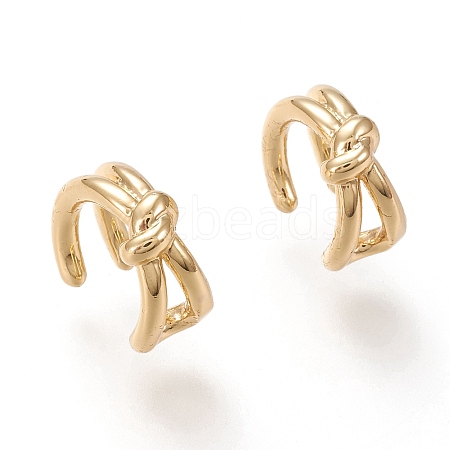 Brass Cuff Earrings X-EJEW-F255-05G-1