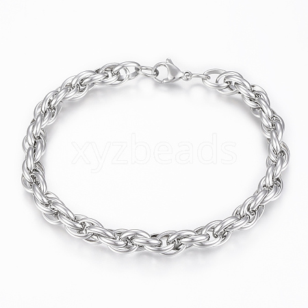 201 Stainless Steel Rope Chain Bracelets BJEW-F292-09P-1