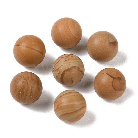 Natural Wood Lace Stone No Hole Sphere Beads G-K353-04F-23-1