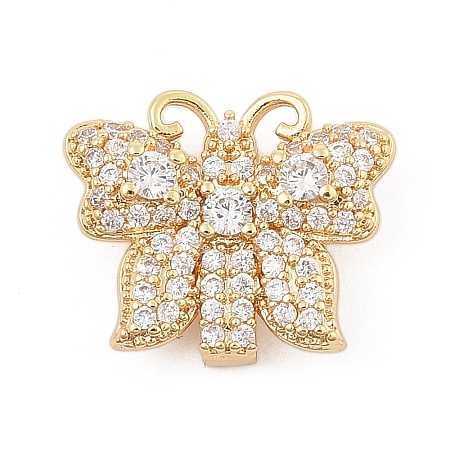 Brass Micro Pave Clear Cubic Zirconia Slide Charms ZIRC-I068-32G-1