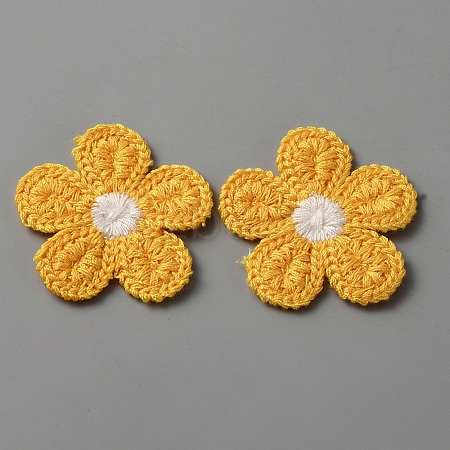 5-Petal Flower Shape Two Tone Crochet Appliques DIY-WH0399-61B-1